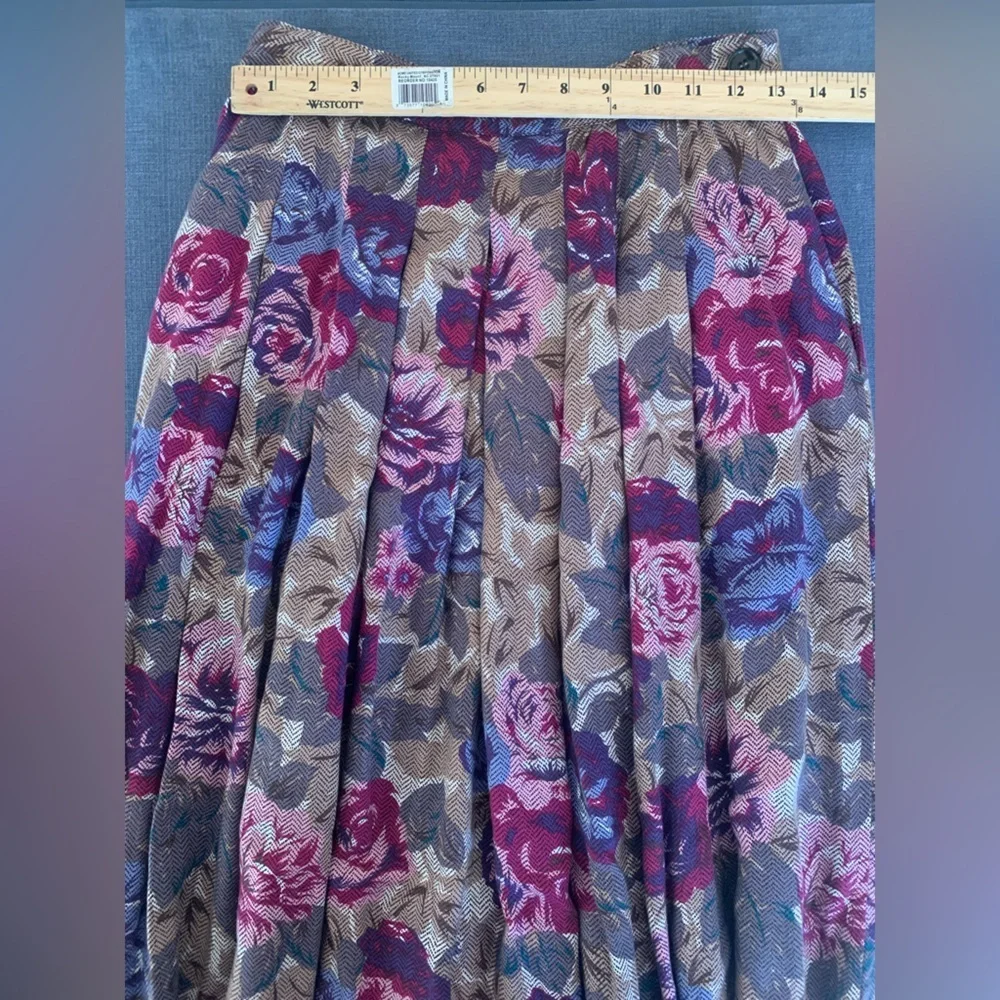 Womens Nilani VTG Floral Maxi Button Pleated Pockets  Cottage Feminine Skirt 10 - Picture 7 of 9